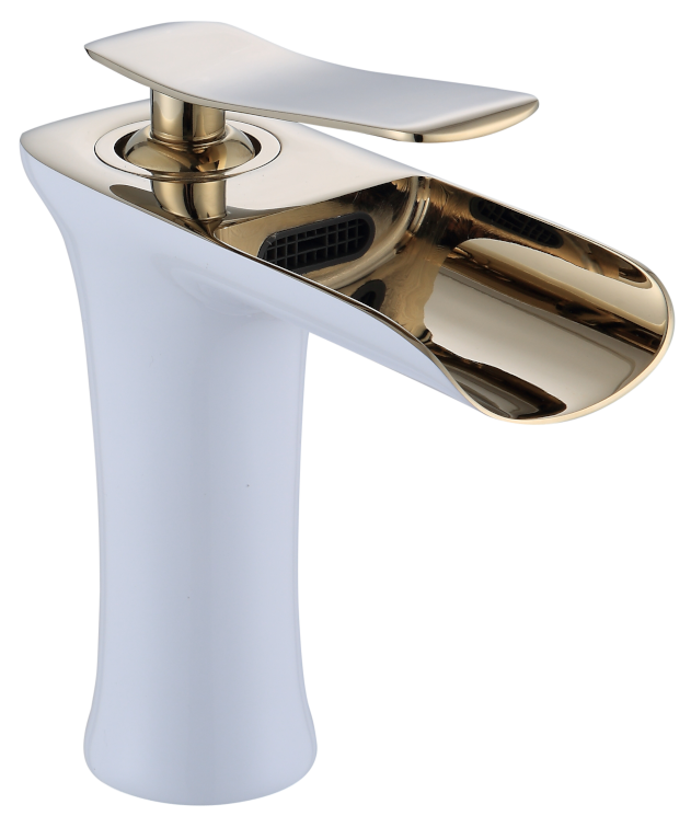 Şelale Lavabo Bataryası Beyaz/Gold (Kısa) KOD:262 Şelale Lavabo Bataryası Beyaz/Gold (Kısa) KOD:262