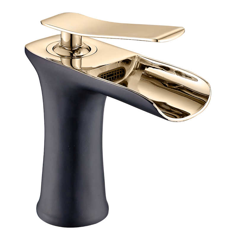 LPD Şelale Lavabo Bataryası Siyah/Gold (Kısa)